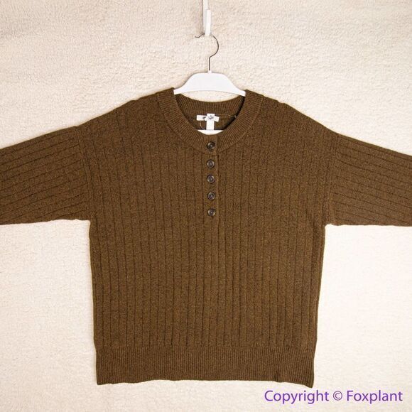 NEW Madewell Bowden Henley Sweater in Coziest Yarn,‎ brown, women's plus size 4X - Picture 10 of 16